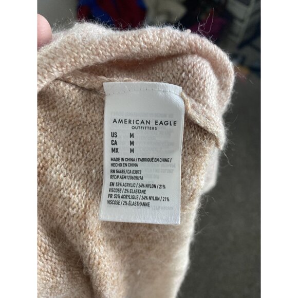 ⭐ 3/$15 American Eagle Cowl Neck Pink Tan Stripe Soft Sweater M - Picture 10 of 10